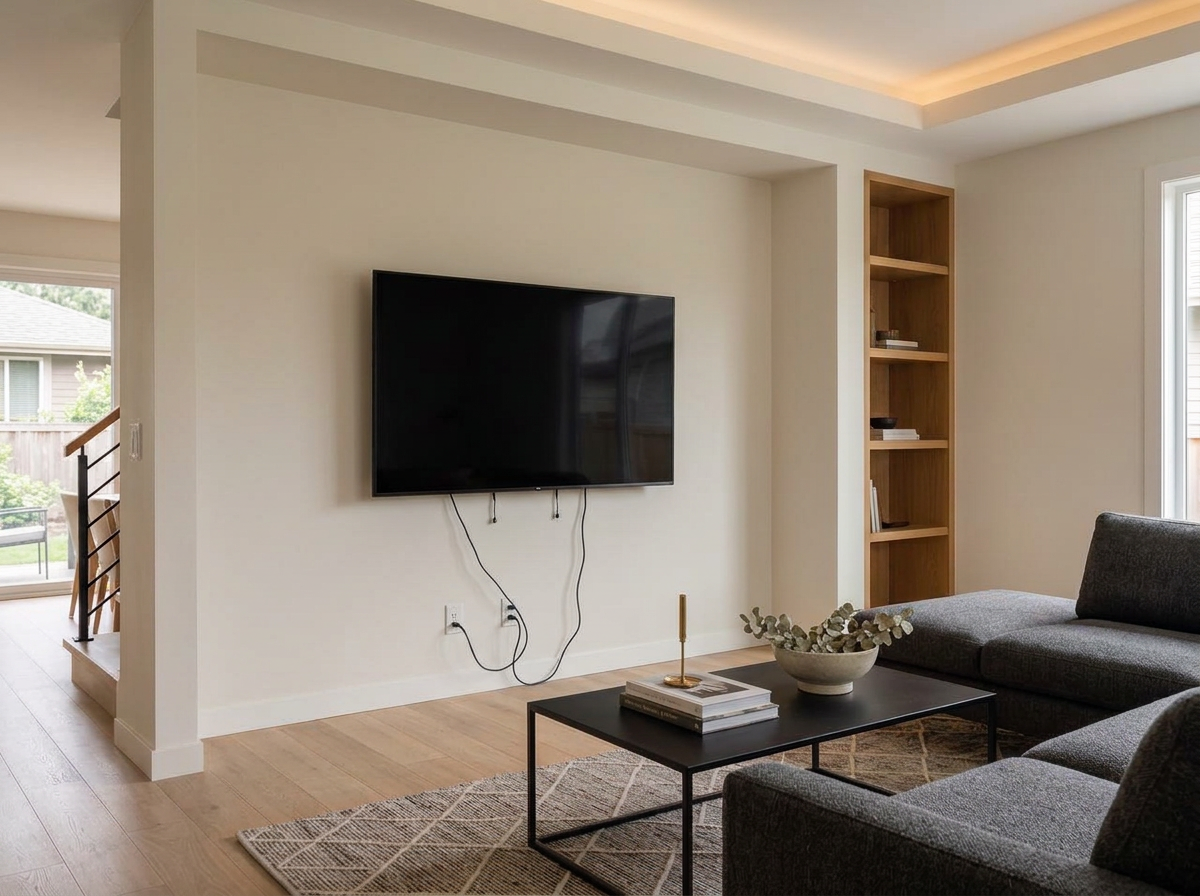 TV + Slat Feature Wall wall before installation