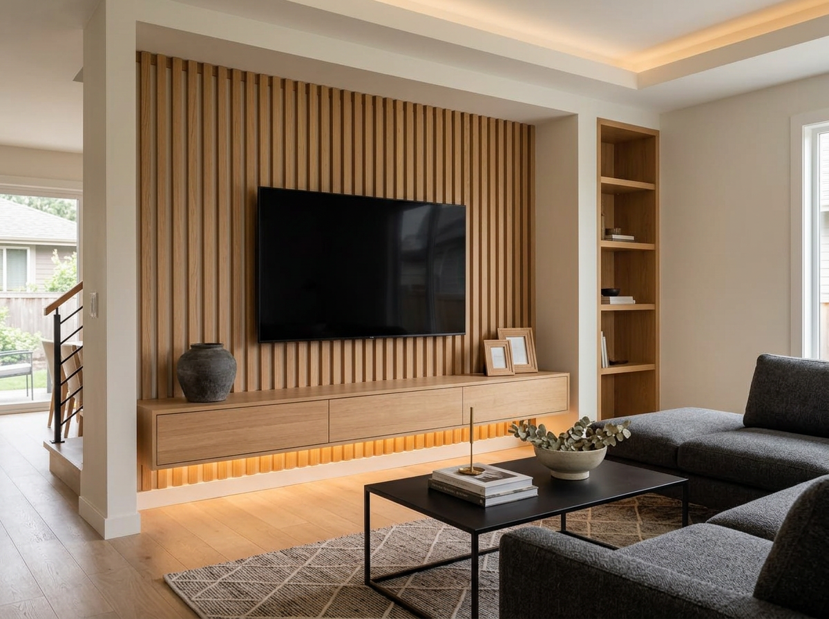 The Oakline custom media wall